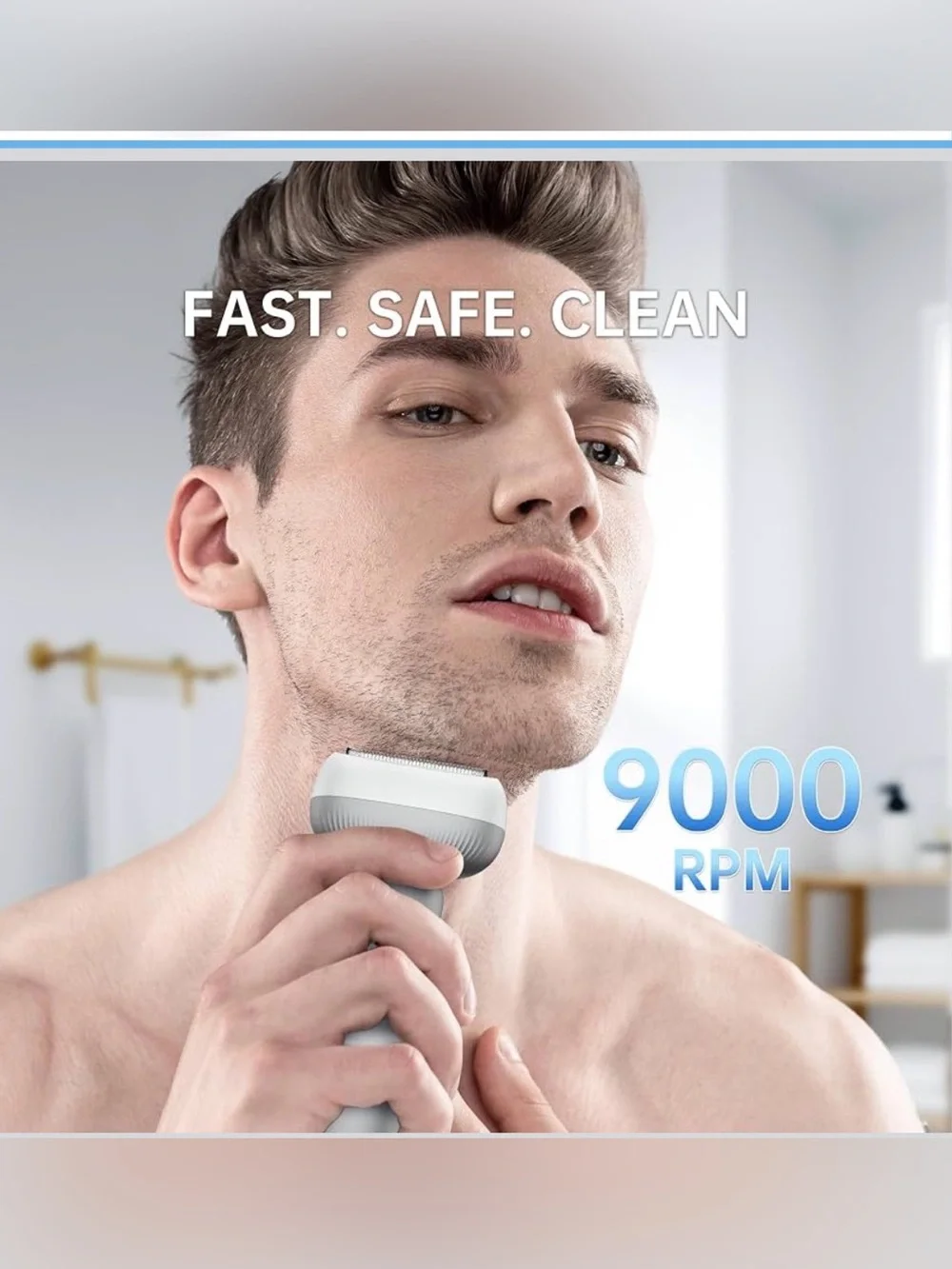 New Electric Shaver for Men with Floating Arc 3-Blade, 9000 RPM, Magnetic Head,